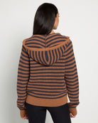 Caramel Stripe $|& Herizon Rosebud Zip Cardigan - SOF Back