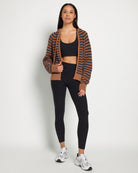 Caramel Stripe $|& Herizon Rosebud Zip Cardigan - UGC On Fig