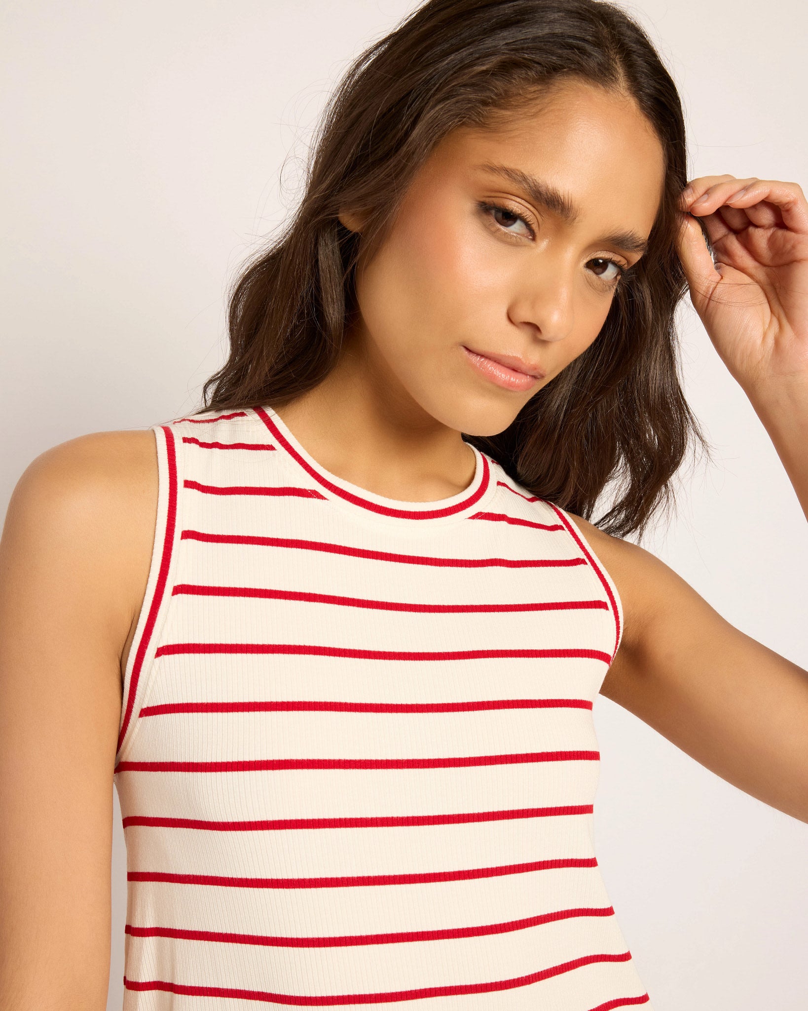 Ivory Red $|& Thread & Supply Euclid Stripe Tank - SOF Full Front