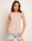 Ivory Red $|& Thread & Supply Euclid Stripe Tank - SOF Front