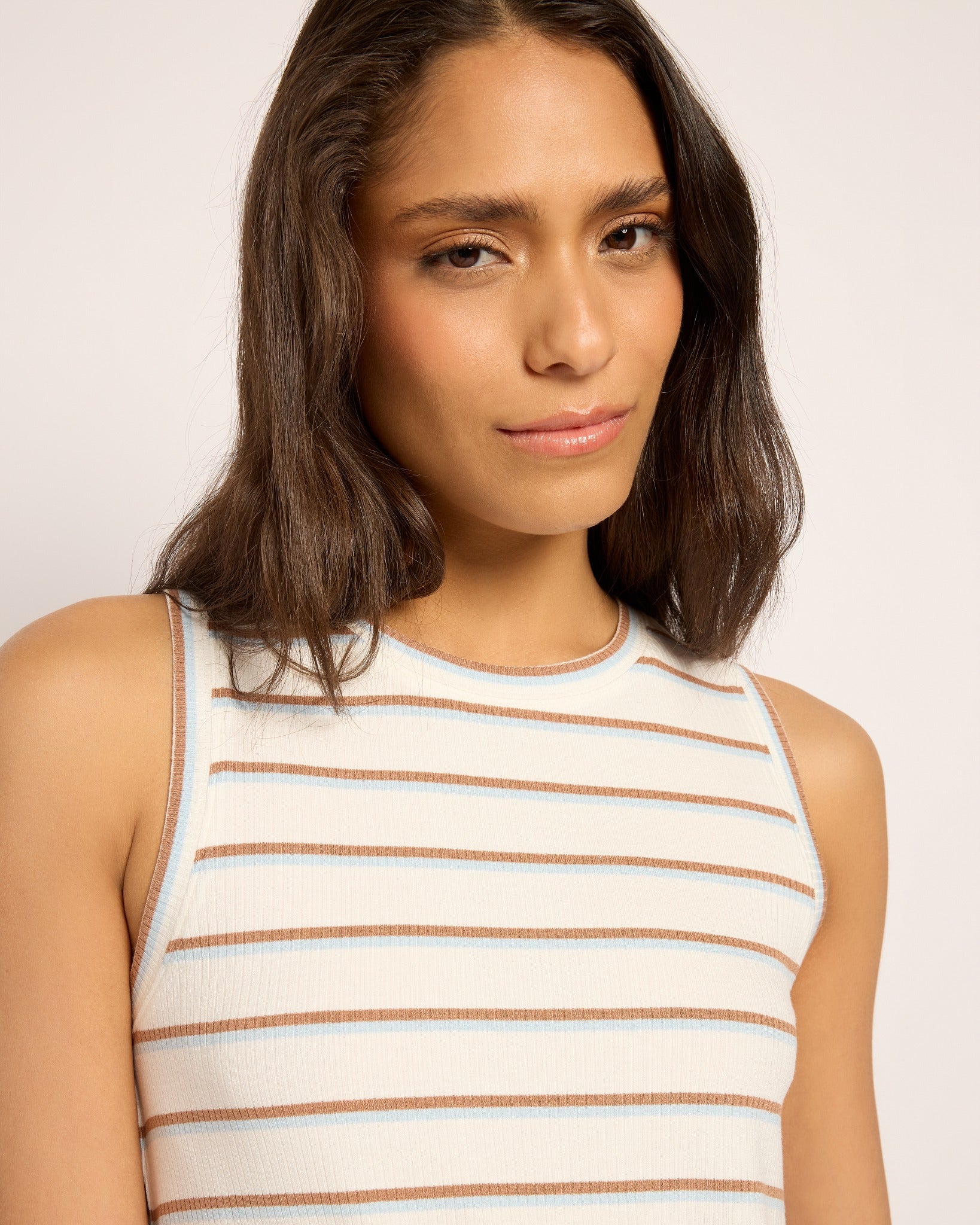 Blue Brown $|& Thread & Supply Euclid Stripe Tank - SOF Full Front
