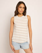 Blue Brown $|& Thread & Supply Euclid Stripe Tank - SOF Front