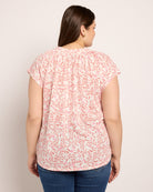 Rain Cayenne/Light Pink Floral $|& Bobeau Caty Ruffle Neck Top - SOF Back
