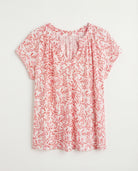 Rain Cayenne/Light Pink Floral $|& Bobeau Caty Ruffle Neck Top - Hanger Detail