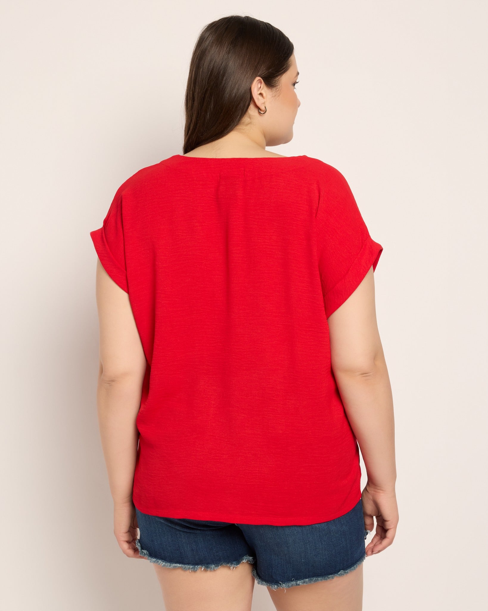 Red $|& Bobeau Relaxed V-Neck Top - SOF Back