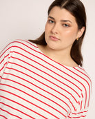 Ivory/Urban Red $|& Bobeau French Bateau Butter Top - SOF Full Front