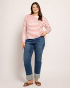 Ivory/Urban Red $|& Bobeau French Bateau Butter Top - UGC On Fig