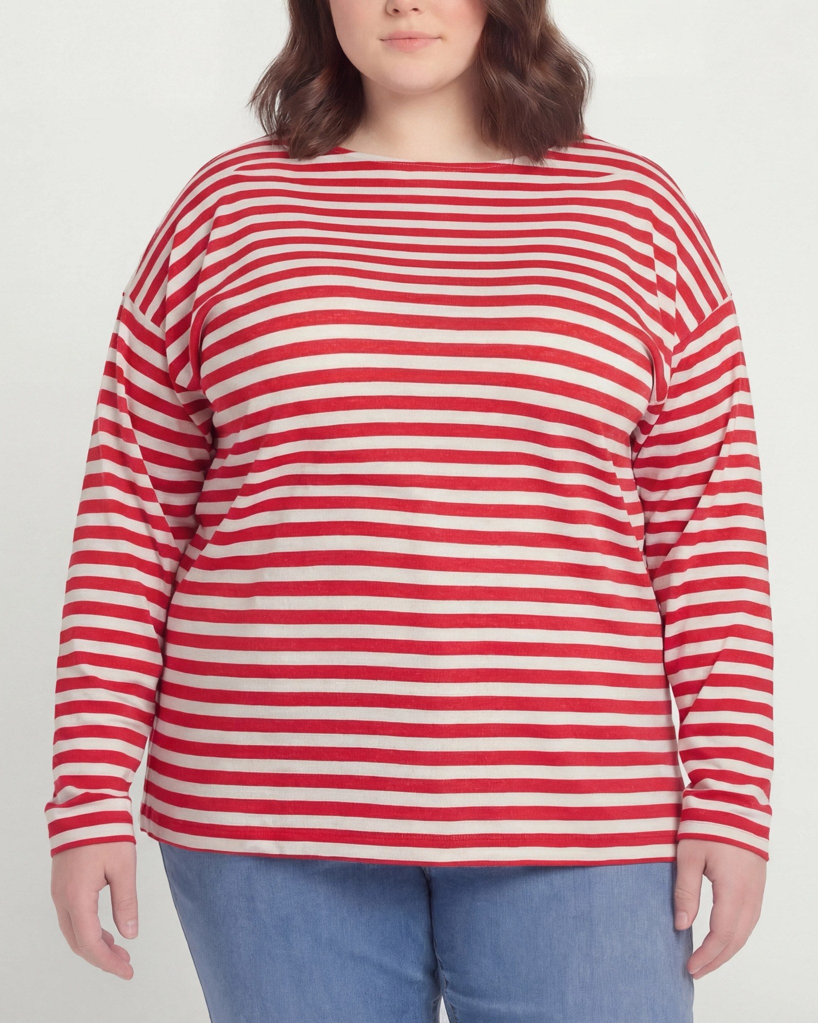 Ivory/Urban Red $|& Bobeau French Bateau Butter Top - VOF Detail