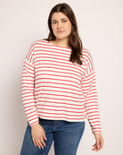 Ivory/Urban Red $|& Bobeau French Bateau Butter Top - SOF Front