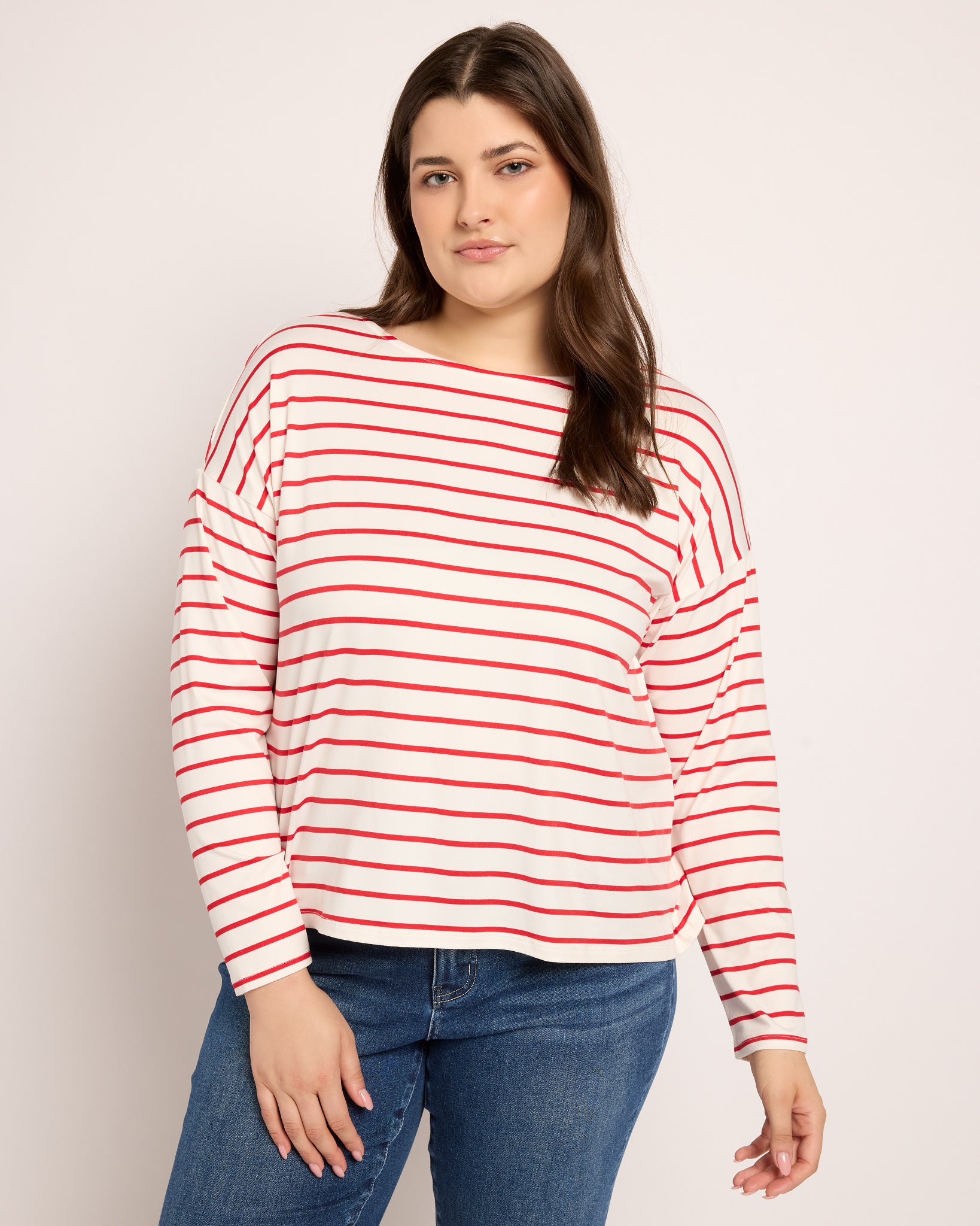 Ivory/Urban Red $|& Bobeau French Bateau Butter Top - SOF Front
