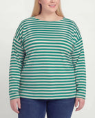 Ivory/Amazon Green $|& Bobeau French Bateau Butter Top - VOF Detail