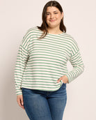 Ivory/Amazon Green $|& Bobeau French Bateau Butter Top - SOF Front
