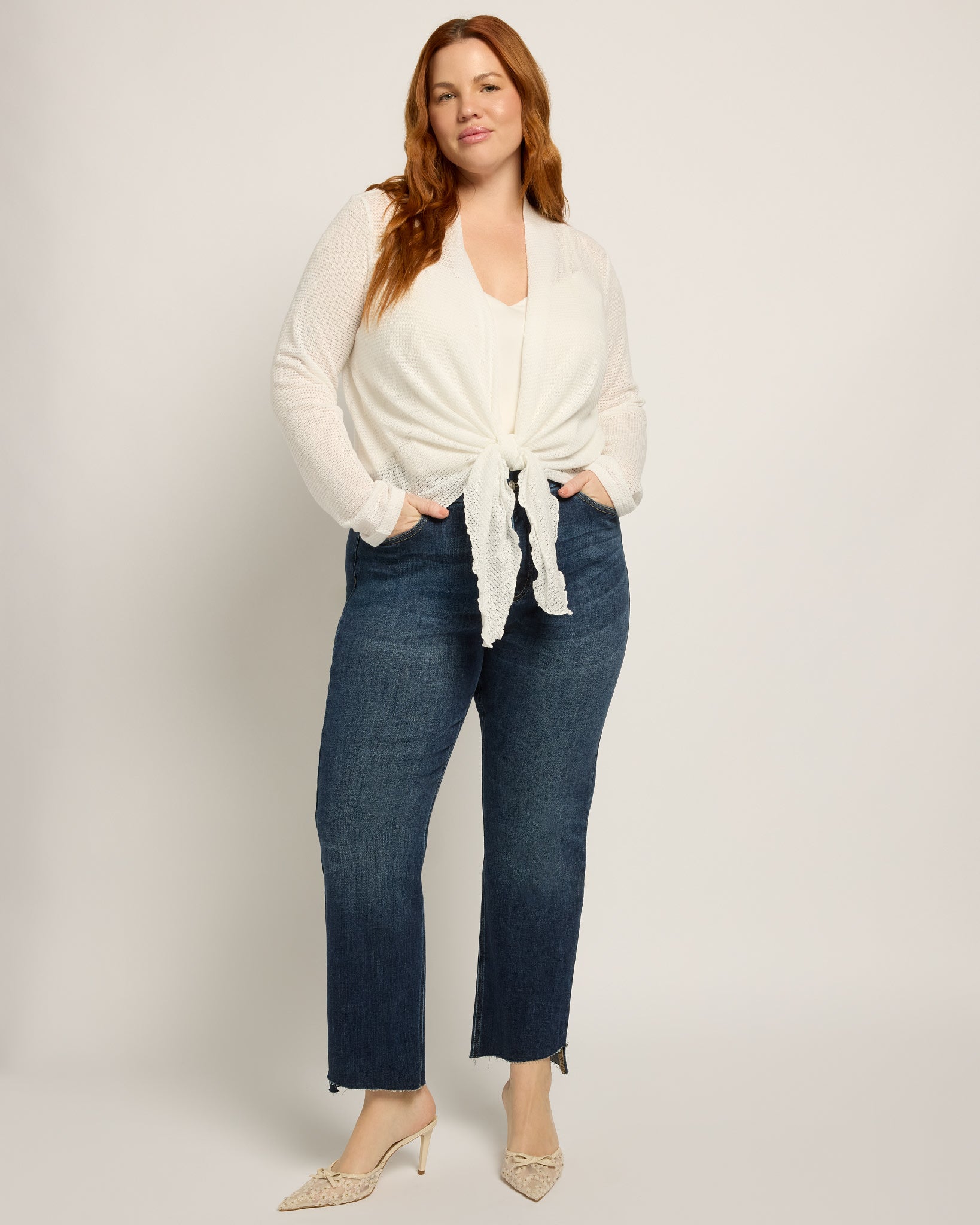 White $|& Bobeau Tie Front Cardigan - UGC On Fig