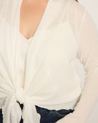 White $|& Bobeau Tie Front Cardigan - SOF Full Front