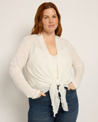White $|& Bobeau Tie Front Cardigan - SOF Front