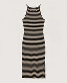 Black/Cream $|& SEAS Laurel Striped Ribbed Shelf Bra Dress - Hanger Detail