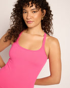 Fuchsia $|& Interval Cloudlight Nimble Long Crop Tank - SOF Full Front