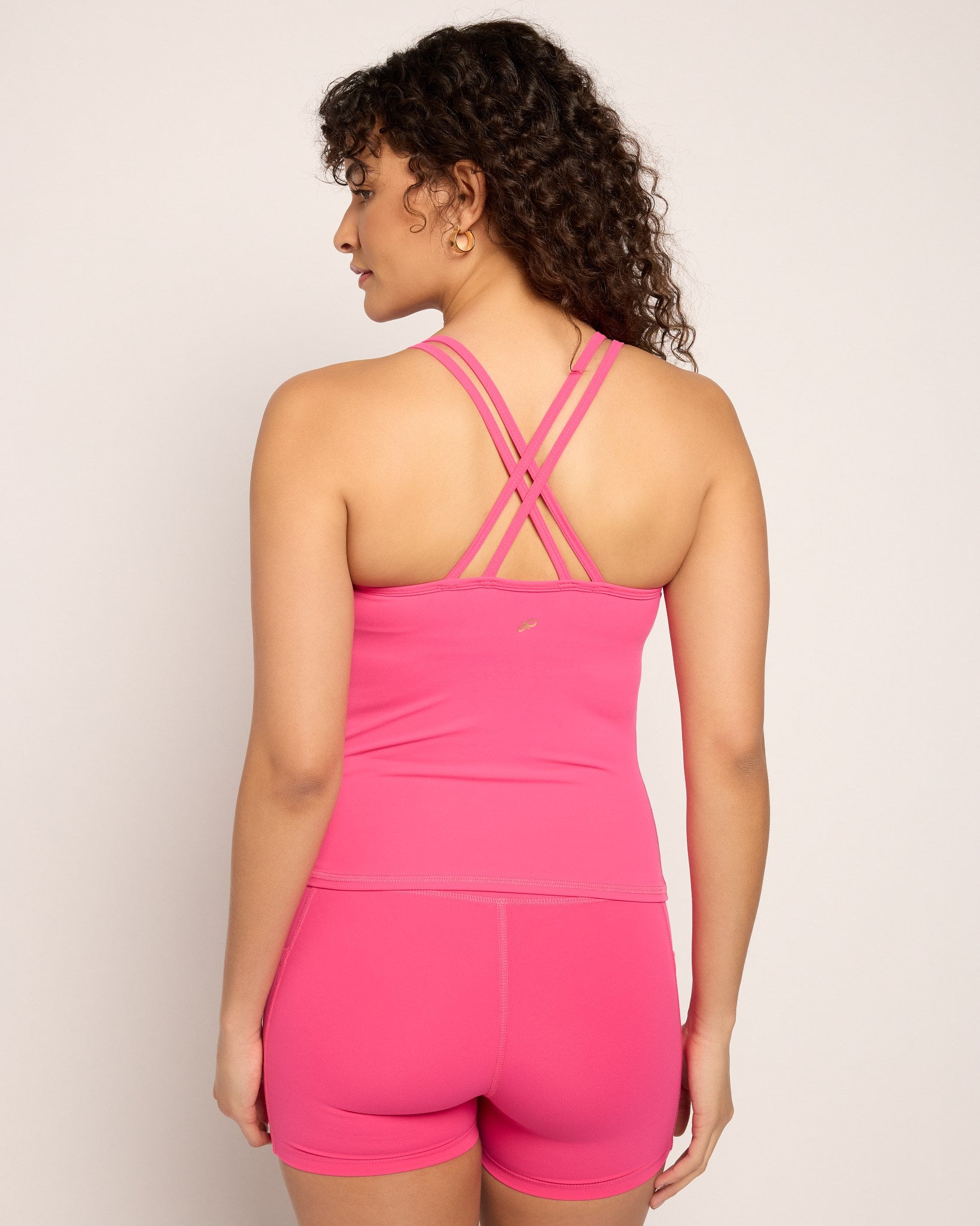 Fuchsia $|& Interval Cloudlight Nimble Long Crop Tank - SOF Back