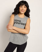 Heather Grey $|& Interval Aspire Graphic Tank Love Yourself - SOF Front