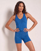 Electric Cobalt Heather $|& Interval FlowHeather Sculpt Stride Long Crop Tank - SOF Front