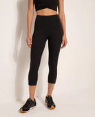 Night Sky Heather $|& Interval Flowheather Sculpt Defense Capri Pocket Legging - SOF Front