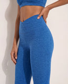 Electric Cobalt Heather $|& Interval FlowHeather Sculpt Crossover Leggings - SOF Full Front