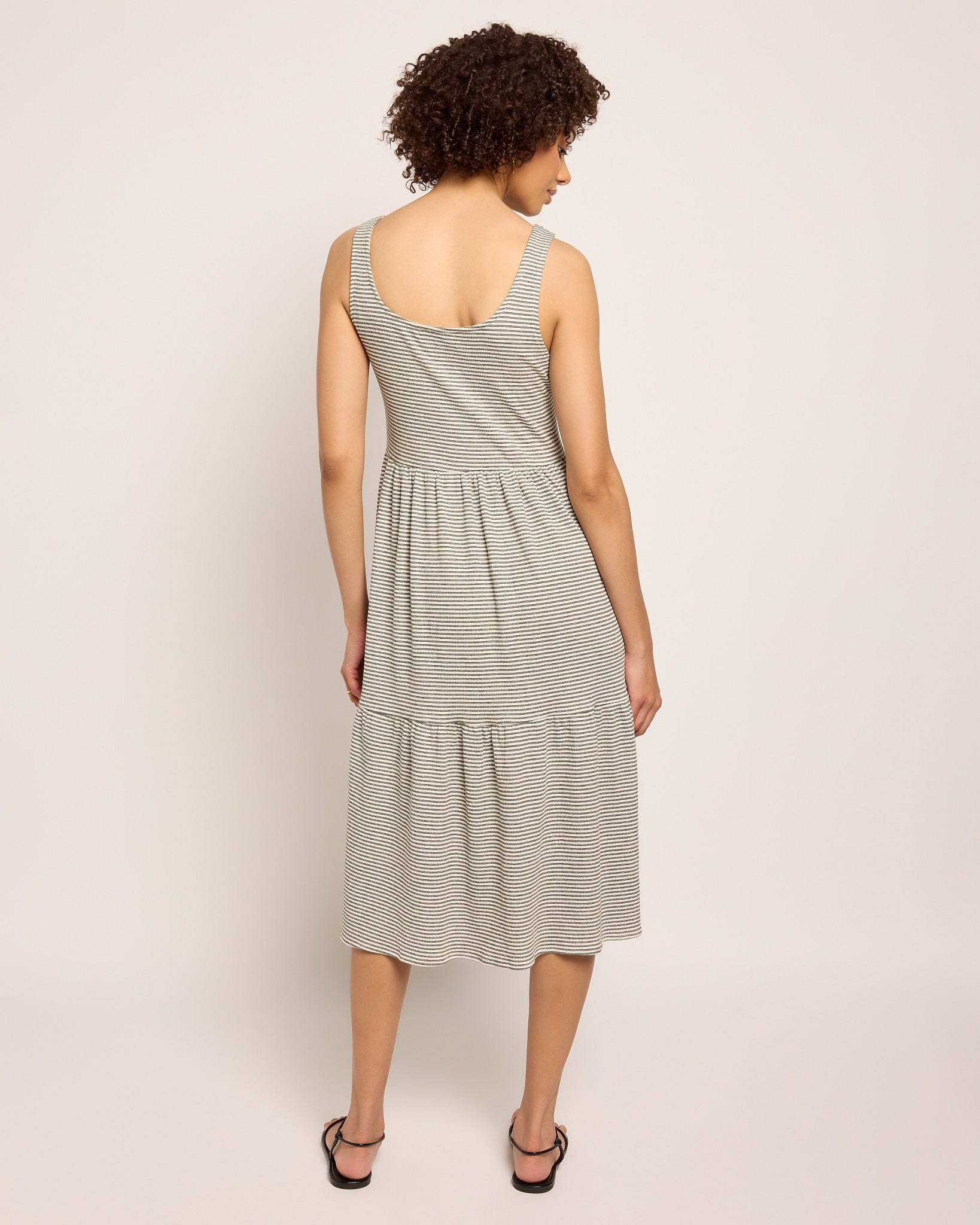 Ivory/Black $|& SEAS Surf Tiered Dress - SOF Back