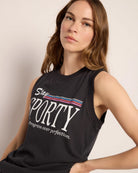 Faded Black $|& Interval Terrain Muscle Tank " Stay Sporty" - SOF Full Front