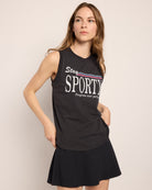 Faded Black $|& Interval Terrain Muscle Tank " Stay Sporty" - SOF Front