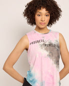 Lt Fuchsia Tie Dye $|& Interval Aspire Graphic Tank "Progress / Perfection" - SOF Front