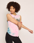 Lt Fuchsia Tie Dye $|& Interval Aspire Graphic Tank "Progress / Perfection" - SOF Detail