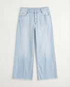 Light Wash $|& Bayeas High Rise Wide Leg With Frayed Hem - Hanger Detail