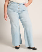 Light Wash $|& Bayeas High Rise Wide Leg With Frayed Hem - SOF Front