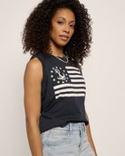 Mariner Midnight $|& SEAS Daisy Muscle Tank "NAUTICAL FLAG" - SOF Front