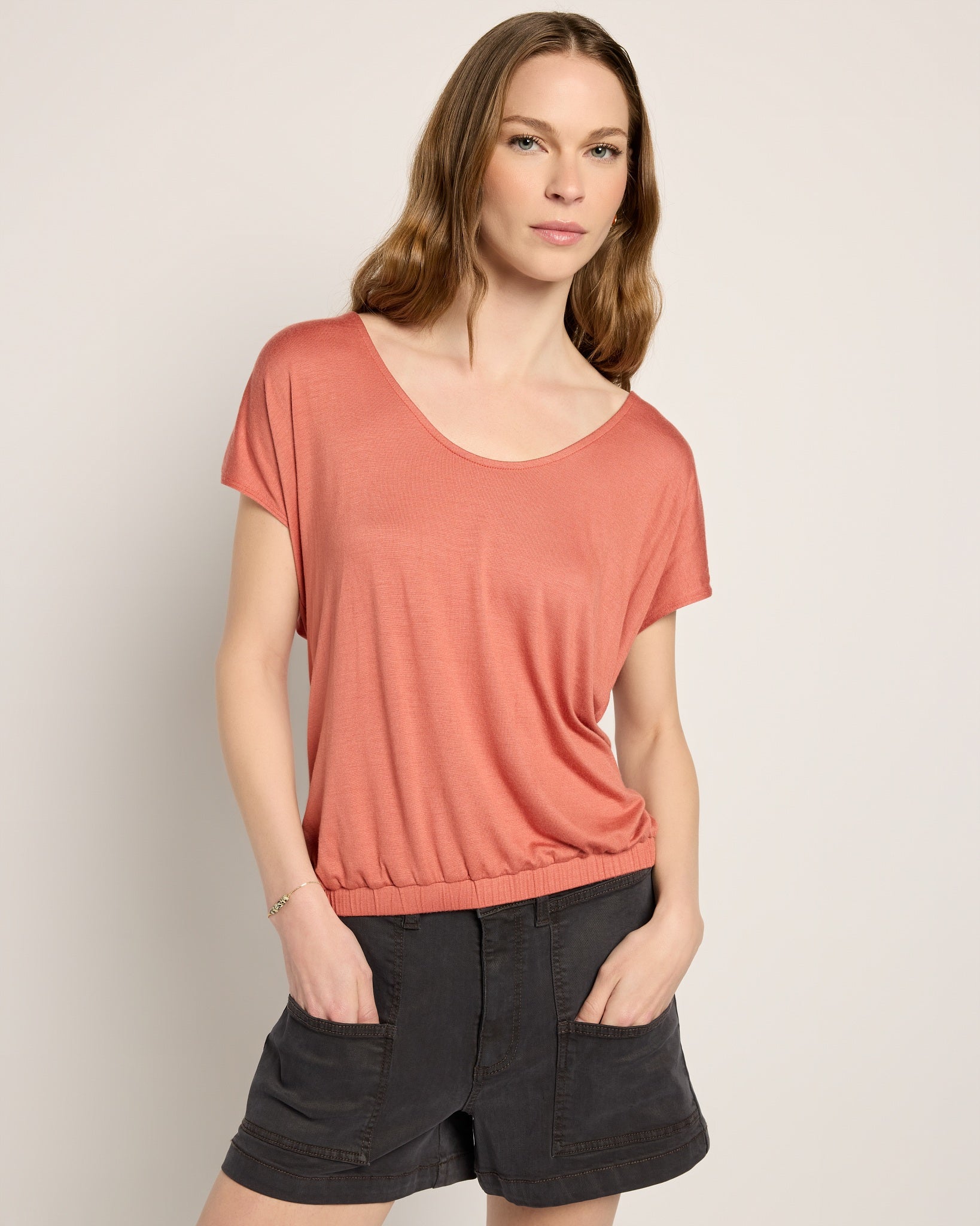 Terracotta $|& SEAS Breezy Scoop Neck Tank - SOF Front