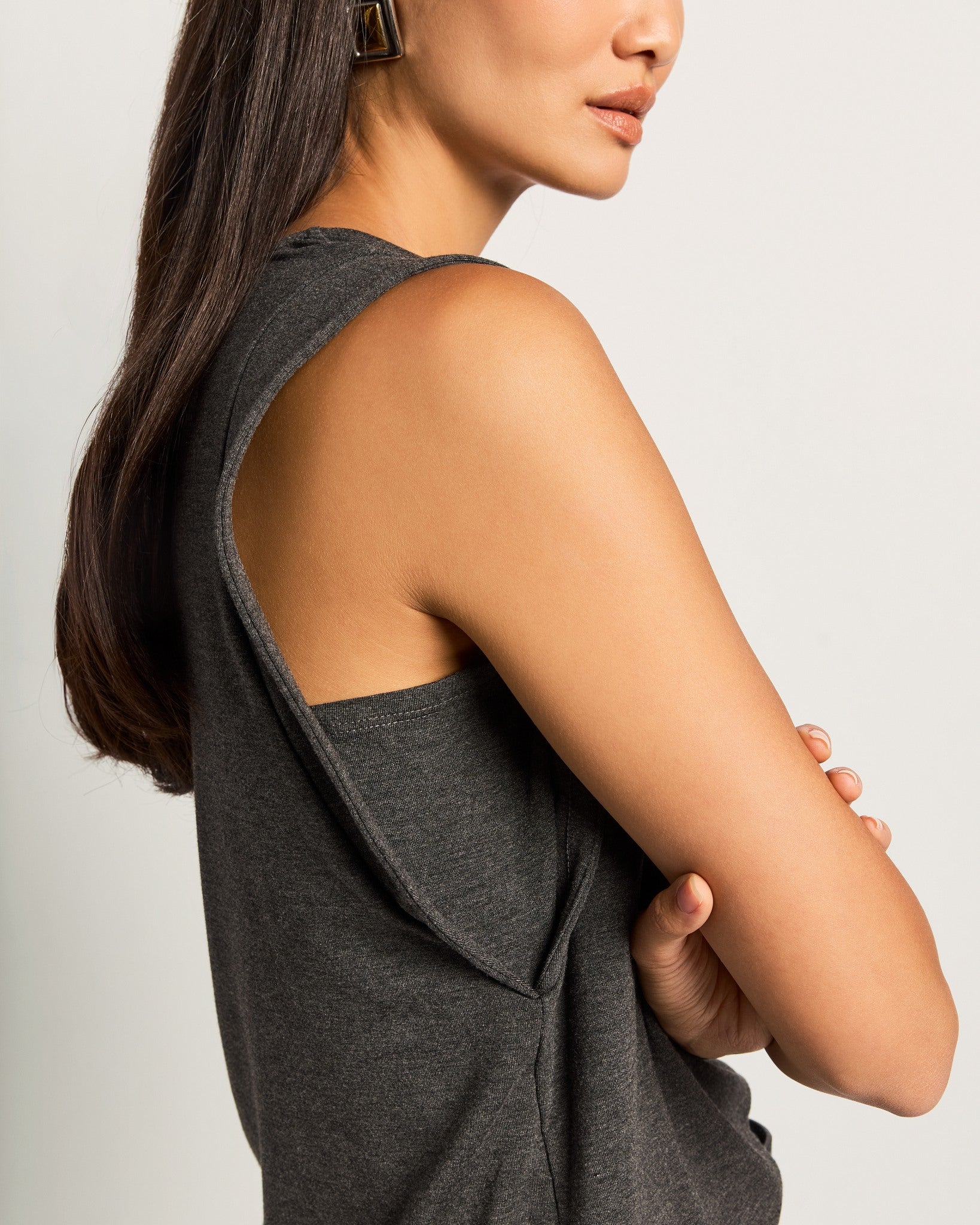 Charcoal Heather $|& SEAS Libre V-Neck Tank - SOF Full Front