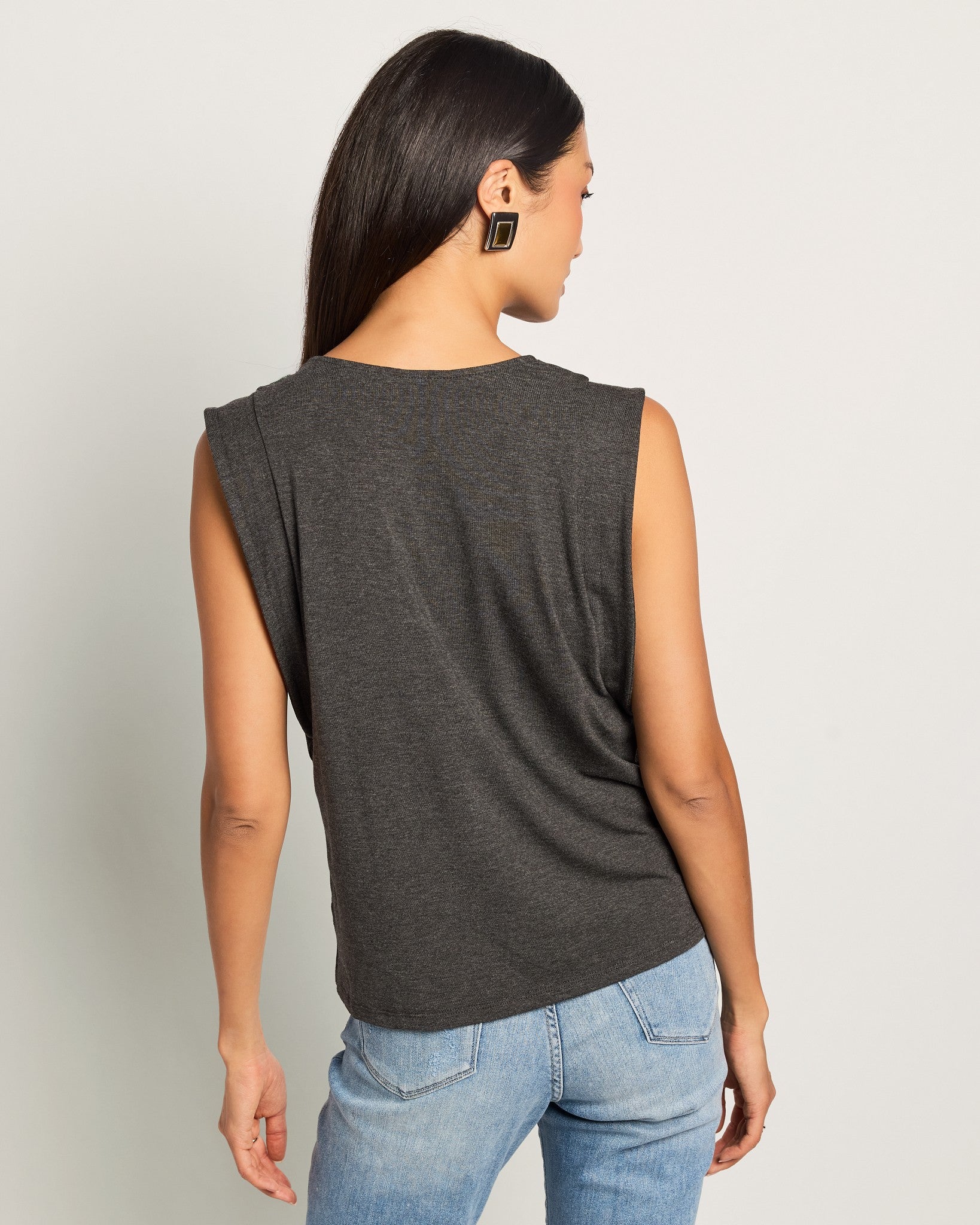 Charcoal Heather $|& SEAS Libre V-Neck Tank - SOF Back