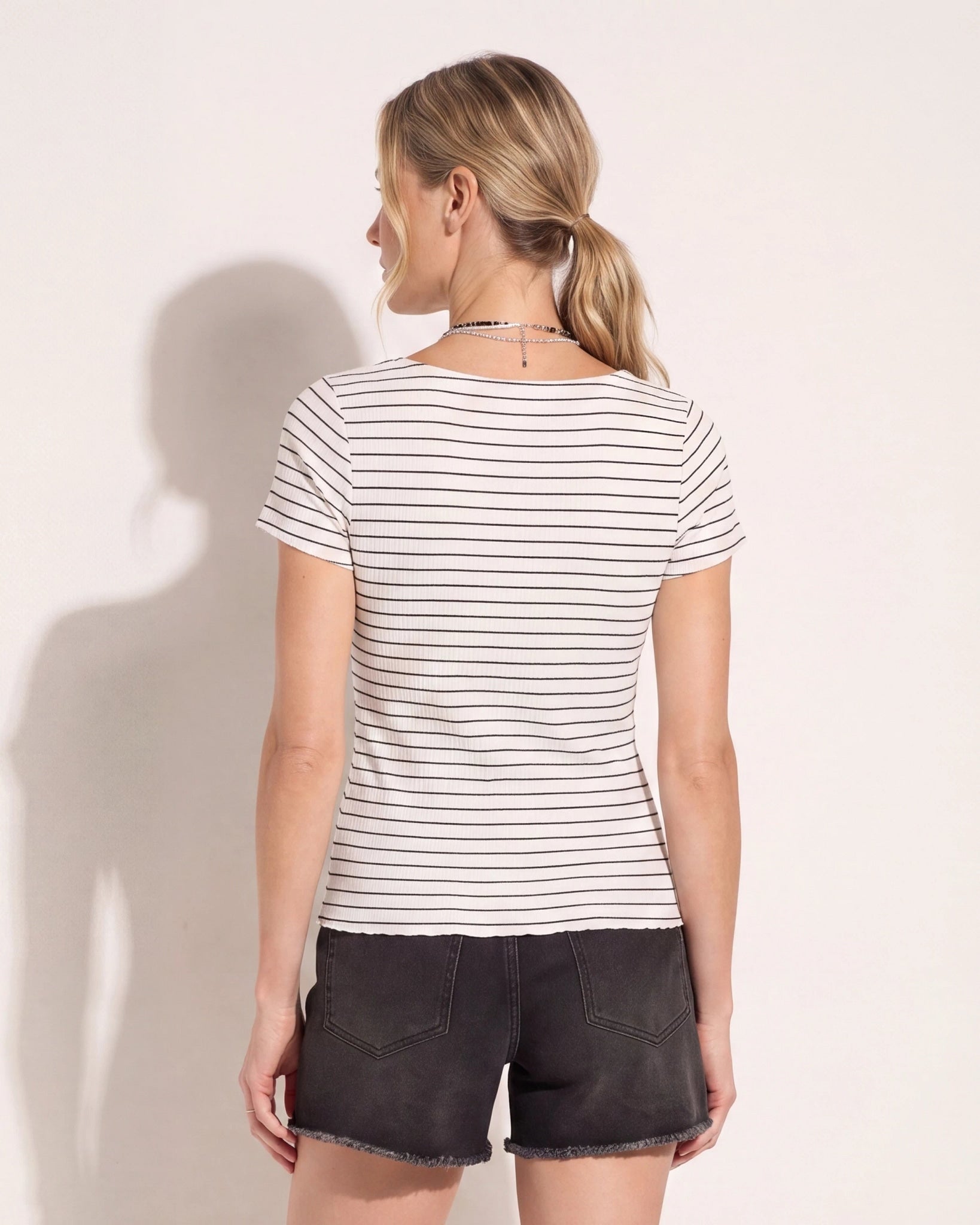 Ivory/ Black $|& SEAS Spruce Square Neck Top - SOF Back