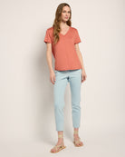 Terracotta $|& SEAS Camden V-Neck Tee - UGC On Fig