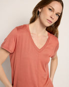 Terracotta $|& SEAS Camden V-Neck Tee - SOF Full Front