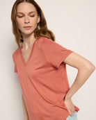 Terracotta $|& SEAS Camden V-Neck Tee - VOF Front
