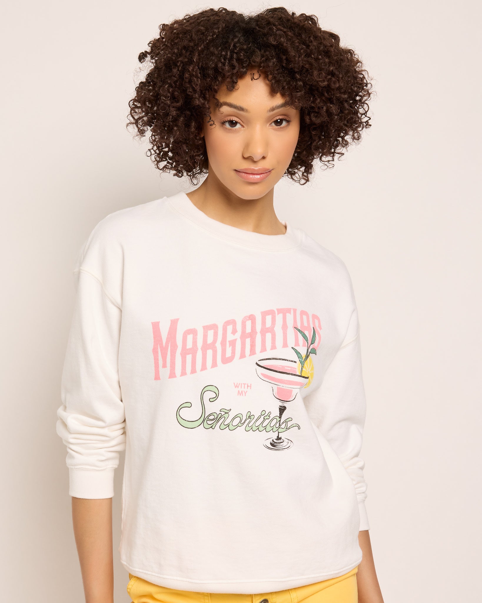 White $|& SEAS Blossom Sweatshirt  "MARGARITAS" - SOF Front