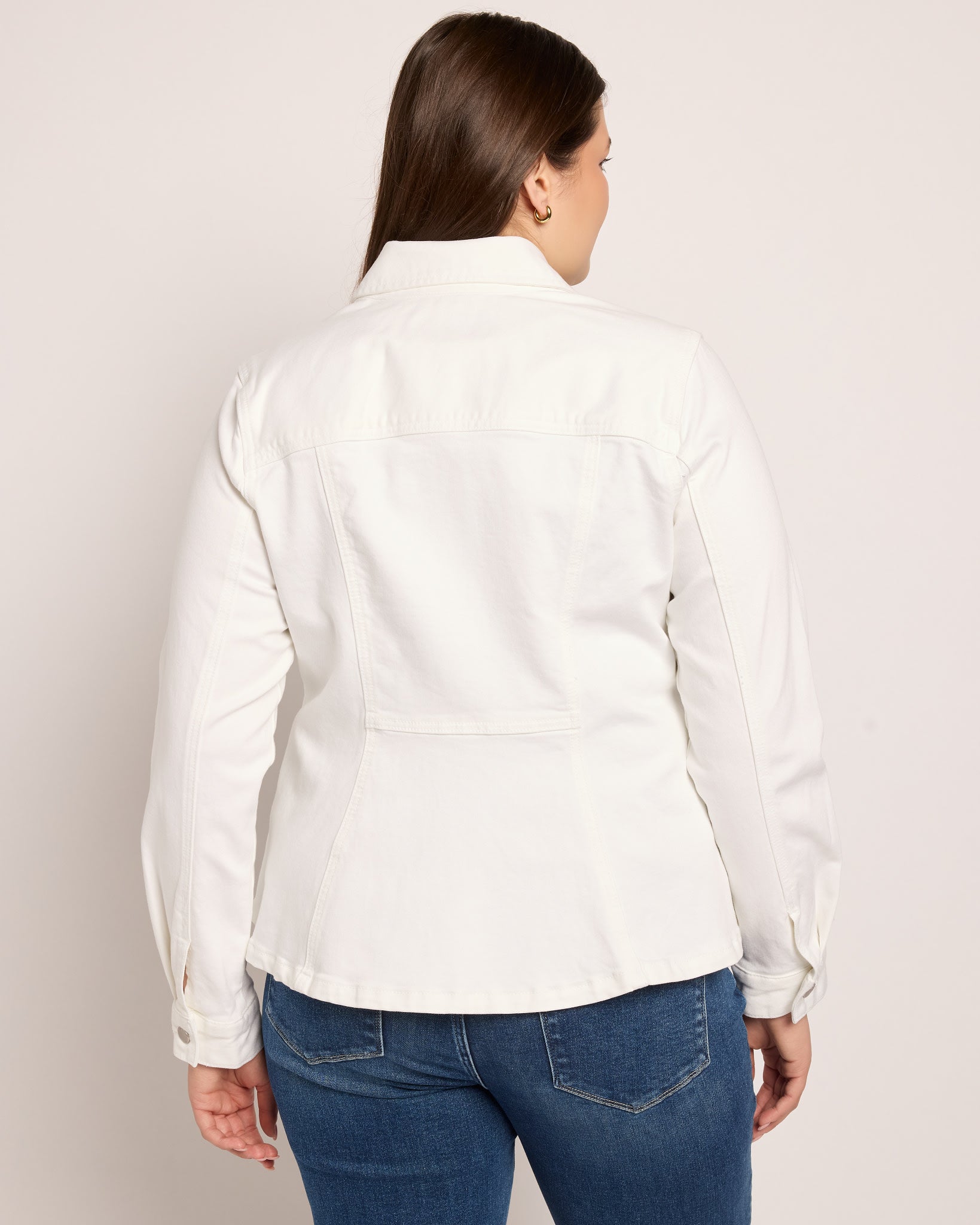 Bright White $|& Liverpool Fit and Flare Trucker Jacket - SOF Back