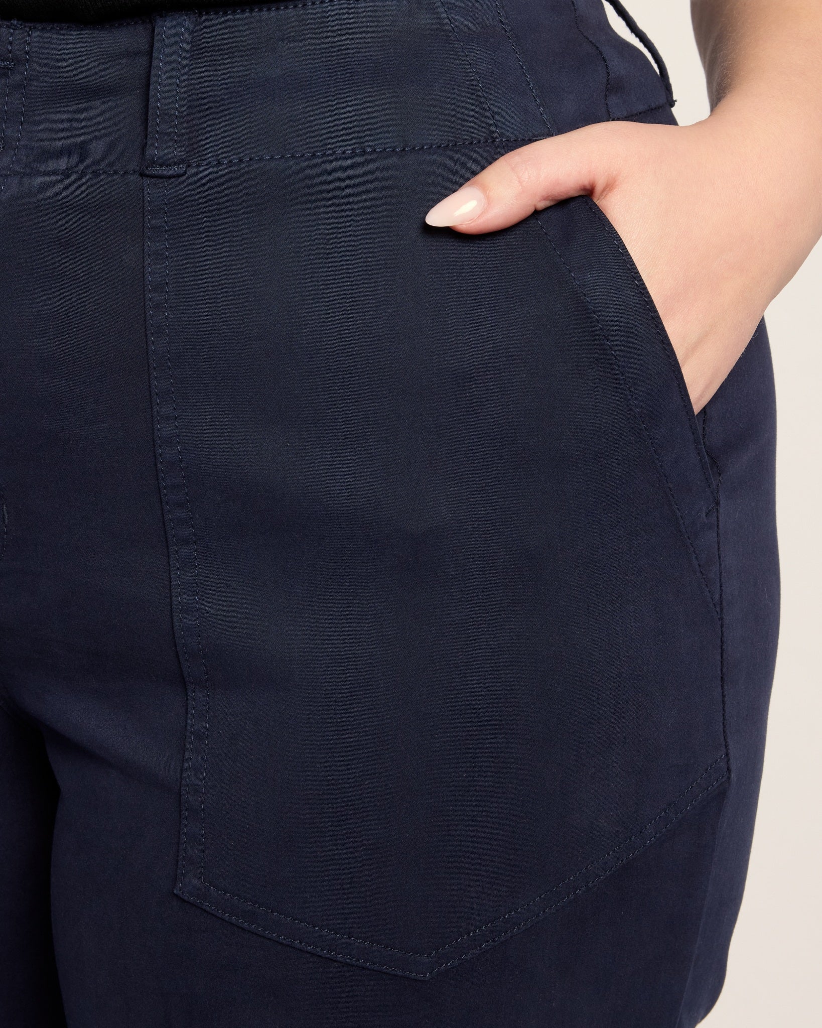 Deep Midnight $|& Liverpool Utility Patch Pocket Wide Leg - SOF Full Front