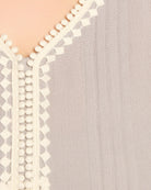 Dark Icy-Grey $|& Skies Are Blue Solid Trim Detail Blouse - SOF Full Front