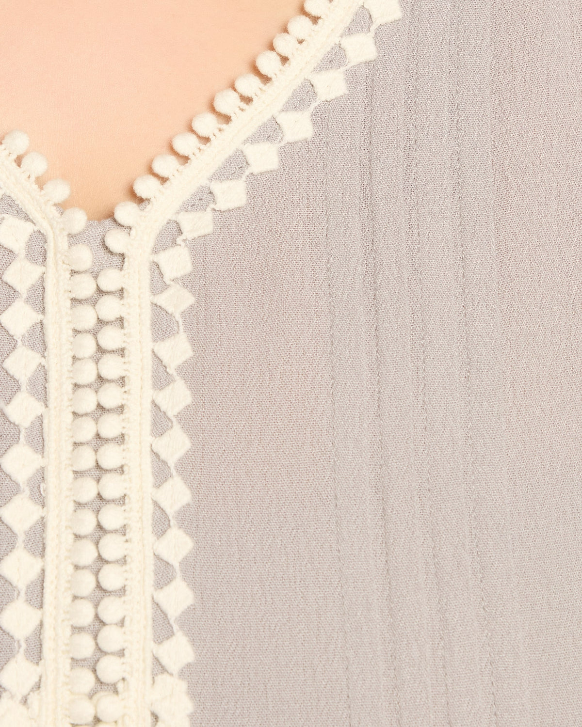 Dark Icy-Grey $|& Skies Are Blue Solid Trim Detail Blouse - SOF Full Front
