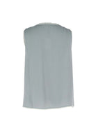 Dark Icy-Grey $|& Skies Are Blue Solid Trim Detail Blouse - Hanger Side