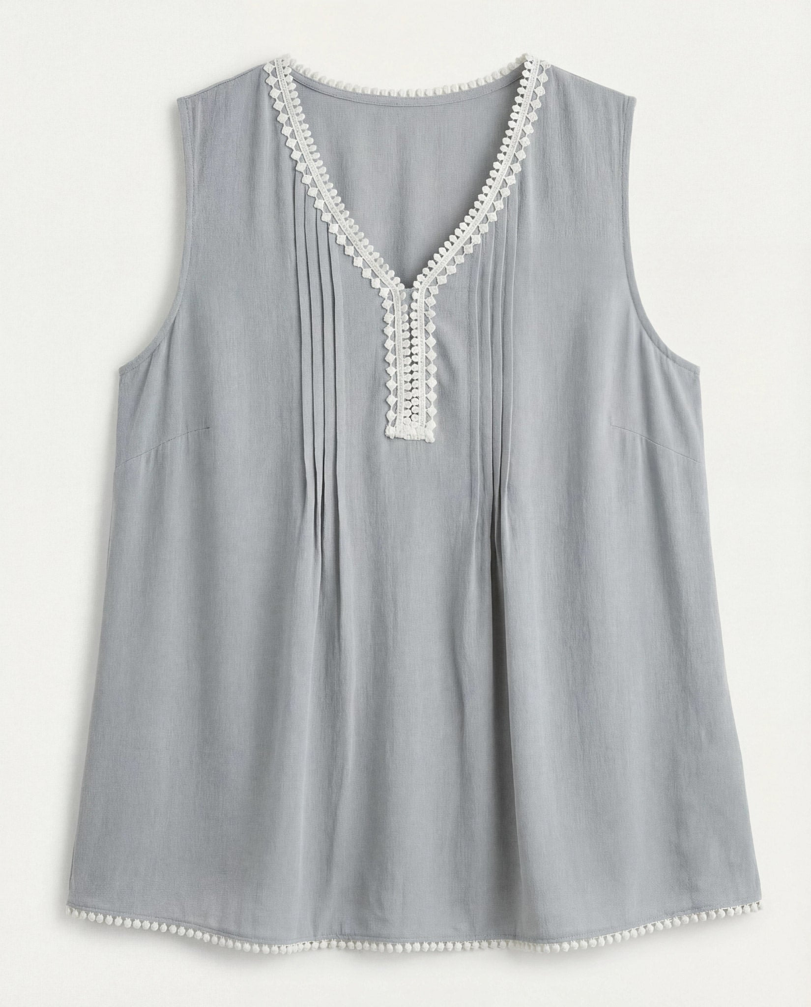 Dark Icy Grey $|& Skies Are Blue Solid Trim Detail Blouse - VOF Detail