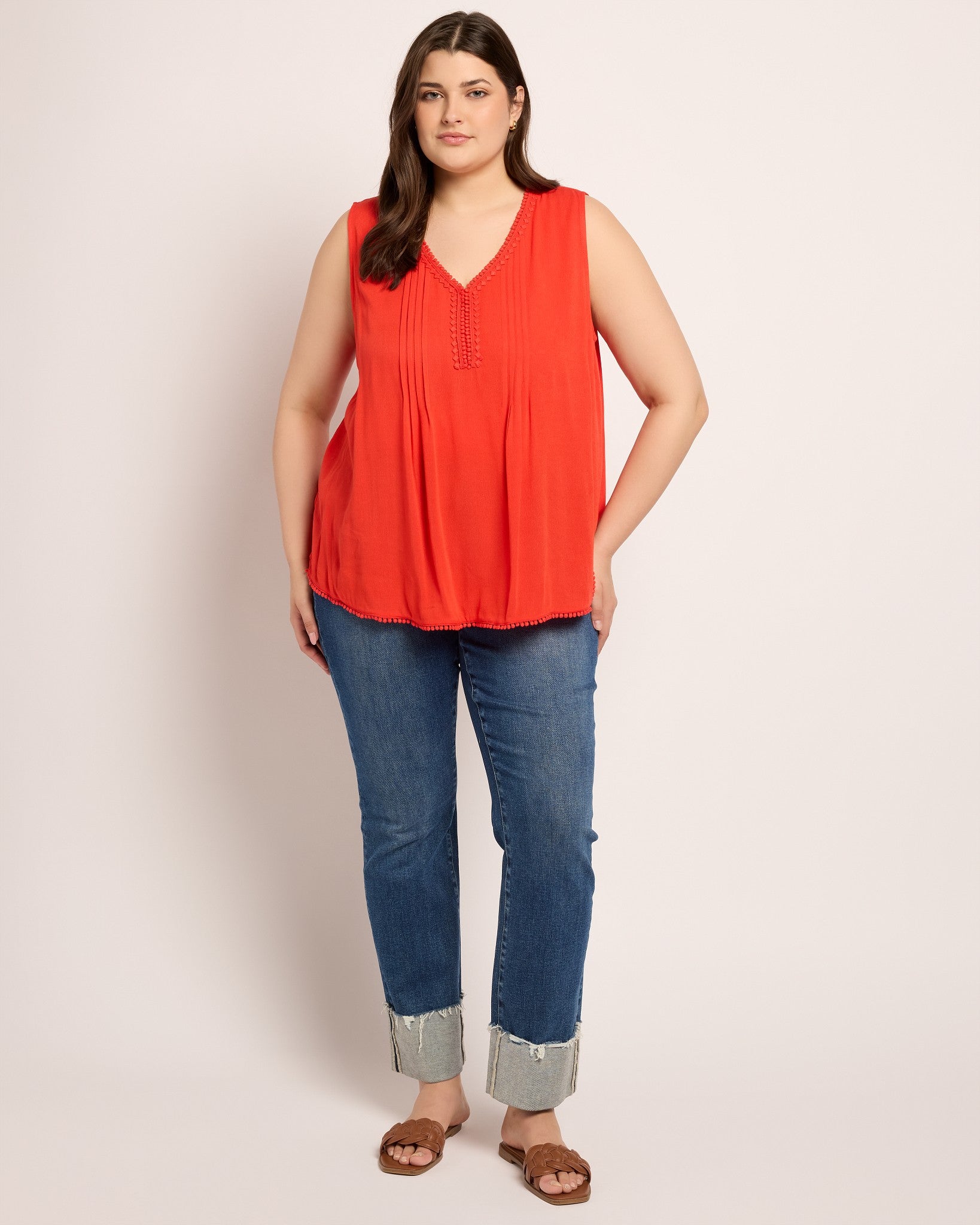 Amber Haze $|& Skies Are Blue Solid Trim Detail Blouse - UGC On Fig
