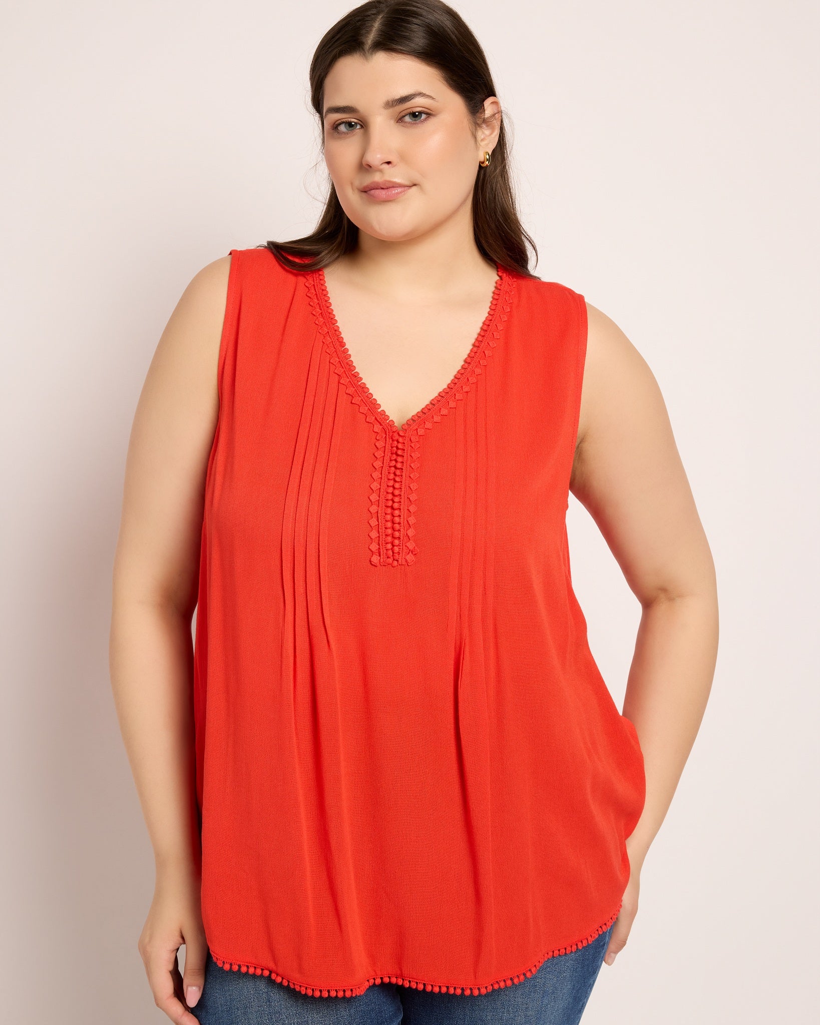 Amber Haze $|& Skies Are Blue Solid Trim Detail Blouse - SOF Front